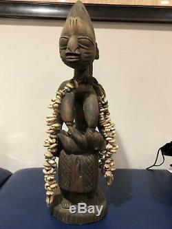 Museum Piece African Statue Yoruba Mother With Twins From Nigeria