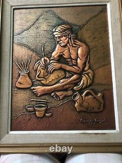 Native American Cooper Picture Signed Artist Diaguita from Chile