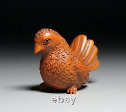 Netsuke Bird Yellow Yang Wood Carving from Japanese antiques #228