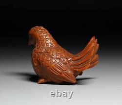 Netsuke Bird Yellow Yang Wood Carving from Japanese antiques #228