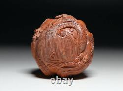 Netsuke Dragon Yellow Yang Wood Carving from Japanese antiques #211