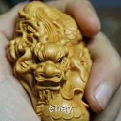 Netsuke Dragon Yellow Yang Wood Carving from japan antiques #349