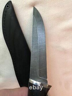 New Russian Handmade Knife Damascus steel handle Made From Bog Oak
