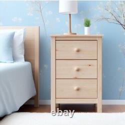 Nightstand Tall 3 Drawer Solid Wood Unfinished by From the Tree Furniture