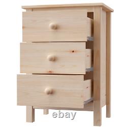 Nightstand Tall 3 Drawer Solid Wood Unfinished by From the Tree Furniture