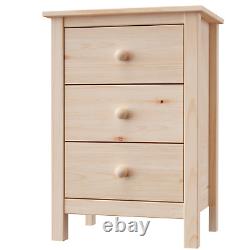 Nightstand Tall 3 Drawer Solid Wood Unfinished by From the Tree Furniture