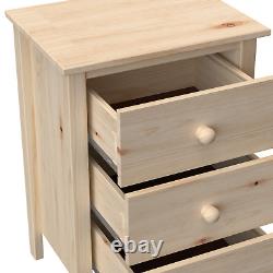 Nightstand Tall 3 Drawer Solid Wood Unfinished by From the Tree Furniture