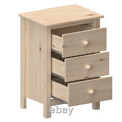 Nightstand Tall 3 Drawer Solid Wood Unfinished by From the Tree Furniture