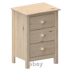 Nightstand Tall 3 Drawer Solid Wood Unfinished by From the Tree Furniture