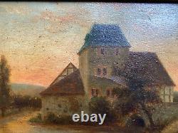 Oil Painting Sign. Wiels From 1973 Antique Farmhouse Country House Style Sunset