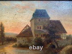 Oil Painting Sign. Wiels From 1973 Antique Farmhouse Country House Style Sunset