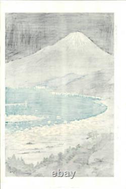 Okada Koichi Mt Fuji Night View Original Wood Block Print Art from Japan