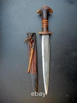 Old African Knife From The Sahel, Ethnic Haoussas, Xix° Century, With Accessory