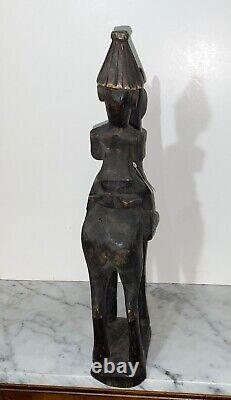 Old Colonial Dogon People Carved Wood Statue Of A Male On Horse From Mali