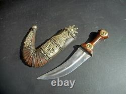 Old Jambiya Knife From Yemen, Middle Of The Xx° Century, Very Original Sheath