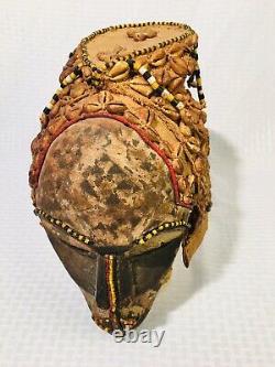 Old Kuba Ngaady Wooden Mask from the Congo Beads & Cowries Tribal African Art
