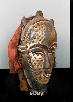 Old, Tribally used African Kuba Bwoom Mask from people of Congo ADE 3