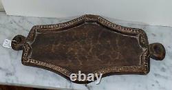 Old Yoruba People Large Carved Wood Tray With Gorgeous Design From Nigeria