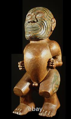 Old maori Tiki Carving Tekoteko Maori Sculpture from Rotorua New Zealand