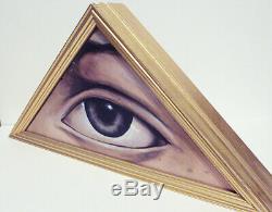 One of a kind All Seeing Eye folk art painted wood panel from destroyed church