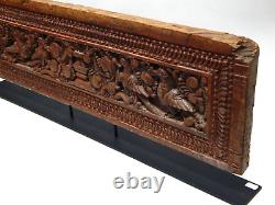 Org Antique Archetectual Wood Carving Panel On Iron Stand From India