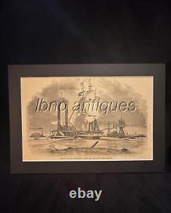 Original 1862 Wood Engraving. Towing On The Mississippi From Belize To Nola