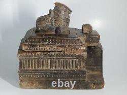 Original Antique Hand Carved Nandi Bull Wood Box From India