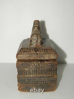 Original Antique Hand Carved Nandi Bull Wood Box From India