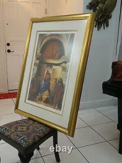 Original Art painting From Dario Ortiz Signed By Hand 1995 wood frame