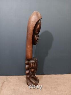 Original Handcarved Wood MATERNITYSculpture From Haiti 26 X 6 X 5 By Beaujour