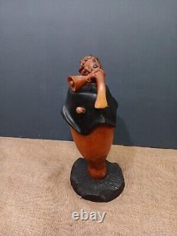 Original Handcarved Wood VODOO Drum With Asson Sculpture from Haiti 18X 8X 7