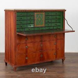 Original Painted Pine Secretary Bureau from Sweden, dated 1847