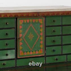 Original Painted Pine Secretary Bureau from Sweden, dated 1847