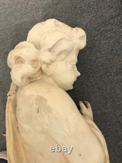 Original Sad Baroque Angel Putto from Wood 18. Century Height 25 5/8in