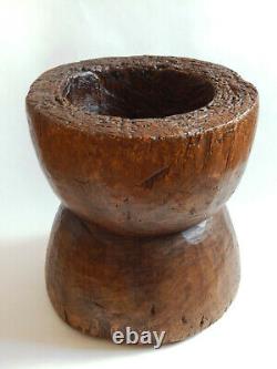 Original Vintage Tribal Hand Carved Wooden Mortar From The Philippines