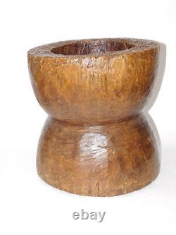 Original Vintage Tribal Hand Carved Wooden Mortar From The Philippines