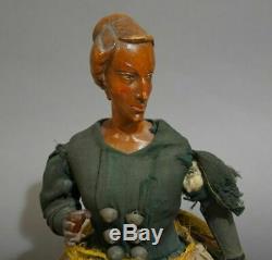 Original wood wooden carved Tea doll from the 19th century see 20 inches