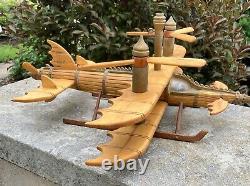 Outsider Folk Art Model Plane One of a Kind Handmade from wood Steampunk Het Man