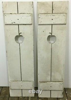 PAIR Antique Shutters with Apple Cut-out From Massachusetts Orchard. Unique, Rare