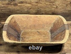 PRIMITIVE WOODEN DOUGH BOWL-Antique Handcrafted Decor-FROM 1910's