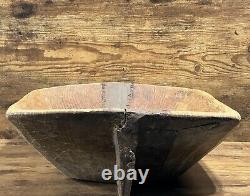 PRIMITIVE WOODEN DOUGH BOWL-Antique Handcrafted Decor-FROM 1910's