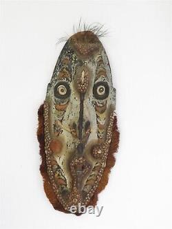 Painted, Woven & Hand Carved Mask from Papua New Guinea 24 Tall x 9 Wide