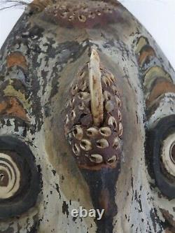Painted, Woven & Hand Carved Mask from Papua New Guinea 24 Tall x 9 Wide