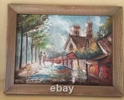Painting from Paris, Original, Signed, Corme, Oil On Wood, Wooden Frame