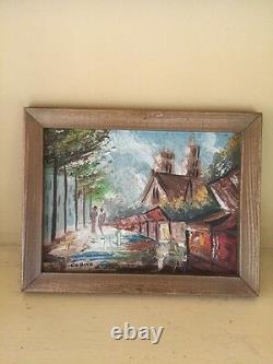 Painting from Paris, Original, Signed, Corme, Oil On Wood, Wooden Frame