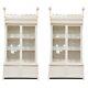 Pair, Dramatic 12' Tall Antique Bookcase Large White Display Cabinets From Spain