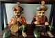 Pair Of Antique Wooden Statues From India Musicians 14 Height