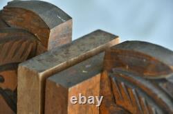 Pair Vintage Solid Wood Bookends Tengu Face Antique Retro from Japan