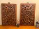 Pair Of Antique Chinese Wall Hangings Hand Carved From One Solid Piece Of Wood
