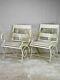 Pair Of White 1930's French Garden Armchairs From Vichy